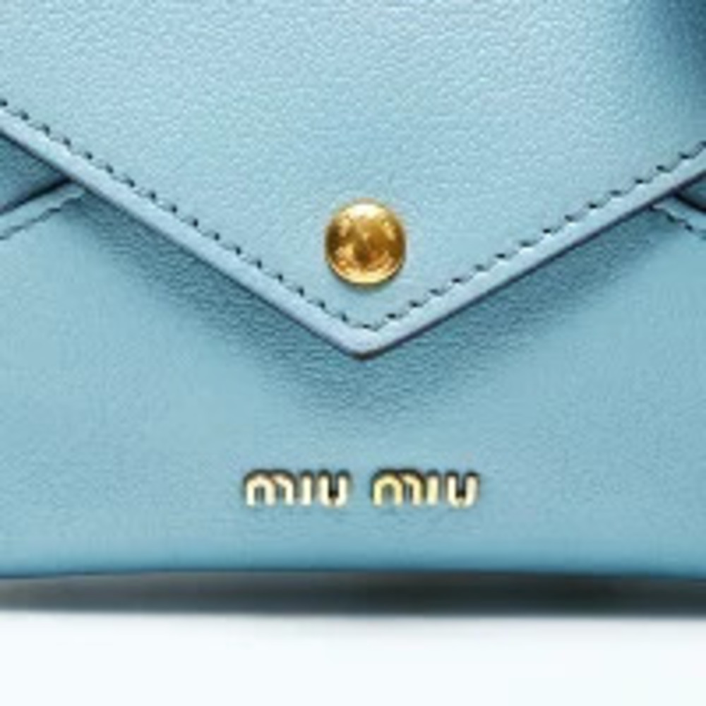 Miu Miu Leather Letter Shoulder Bag Blue - Picture 9 of 13